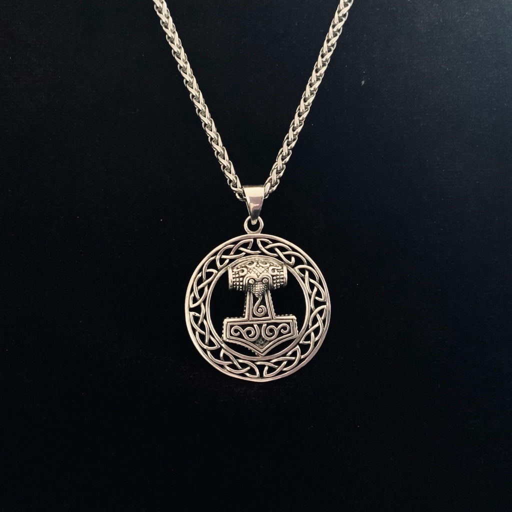 Large Men's 925 Sterling Silver Viking Thors Hammer Pendant Free Chain Necklace